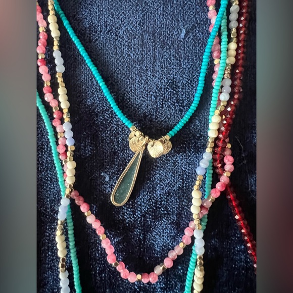 Multicolor Bead and Charms Layered Necklace - Picture 5 of 7